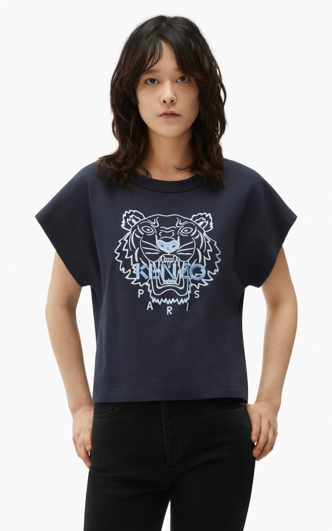 Kenzo 虎 boxy Tシャツ レディース 青 黒 - XUATNW158